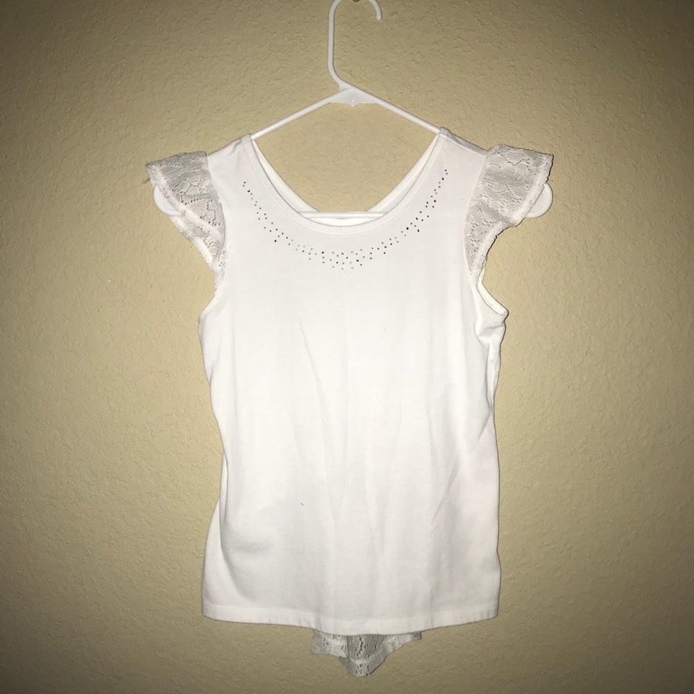 Girls White Lace shirt 👚